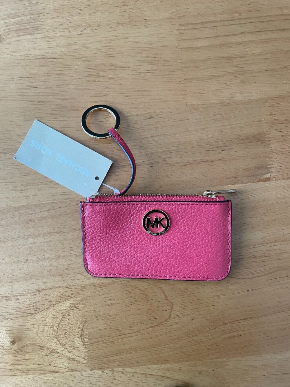 Michael Kors JetSet Fulton Travel Leather Key Pouch Card Holder - Watermelon